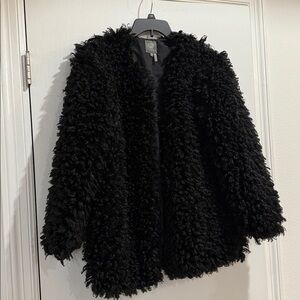 Vince Camuto Black faux fur shaggy Jacket